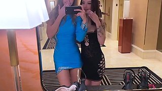 Party teens fingered and licking