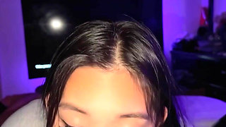 Back room crazy hot sloppy blowjob and fucking slutty asian POV MISSIONARY