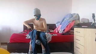 Amateur Wife Tries on Clothes and Cuts Them