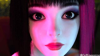 Nexus 3 Neon dreams. Cyberpunk sex with busty brunette. Extreme deepthroat