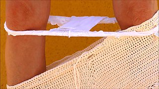 Masturbating and Fingering Outdoor with Panties Pulled Down