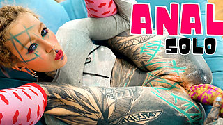 Skinny Tattoo Girl Plays with Her Anal Hole - Sextoy Masturbation