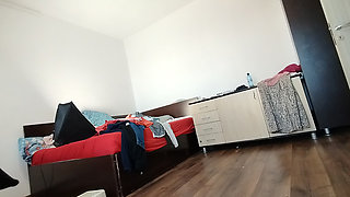 Sexy woman does naked cleaning. A hairy and hot Latina, big, big ass.