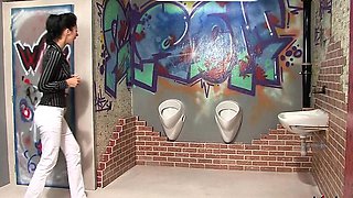 Sexy babe gets her large melons and ass slimed at gloryhole