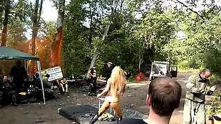 Bodacious Russian stripper shows off her sexy body in public