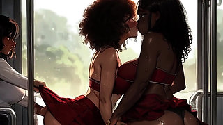 Lesbians Enjoying Big Natural Lactating Hentai Titties On The Bus
