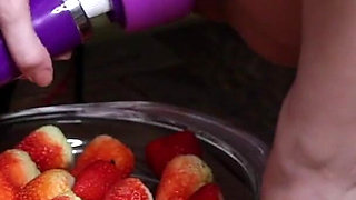 Anal play: whipped cream & strawberries