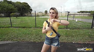 BANGBROS - Evie Christian Demonstrates Her Tits For Cash And Boards The Penetrate Bus For An Assfucking Screwing - Chris Lockwood