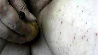 Arab BBW Plays with Banana on Webcam