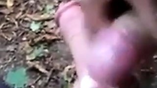 Outdoor Masturbation, Cum on His Cock
