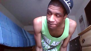Black Amateur Twink Stroking His Big Dick