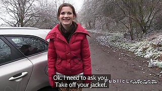 Czech amateur babe banged in public in the car
