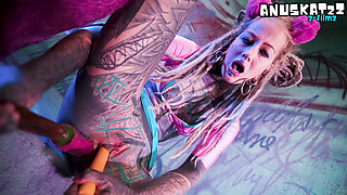 Tattoo Girl Solo Double Penetration with Toys - Anal Mastrubation - ATM, Goth, Punk, DP