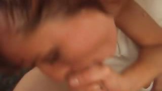 Horny and young looking mom prepares for a jizz of cum