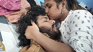 Hot Indian Step Sister Lip Lock in Bedroom - Romantic Kissing Close-Up