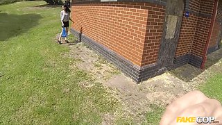 Policeman in uniform fucks eighteen american in the bum in a barn - faux cop