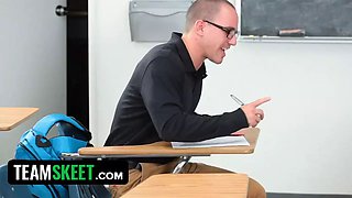 Innocent high - lusty educator lets her horny schoolgirl pounded her in the classroom