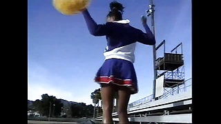 Black Vintage Cheerleader Teen Rides a Big Black Cock