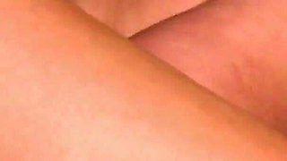 Chubby brunette massages cock showing her tits