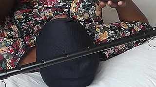 Kinky African MILF Chain Stuffed and Self Peeing