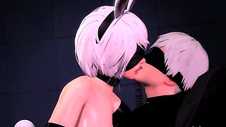 NieR Automata Lovely 2B Sucked and Rides on a Big Thick Dick