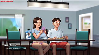 Sexy Roommate Jenny Getting Nude Showing Her Huge Boobs, Huge Tits Slut Teasing - Summertime Saga 09