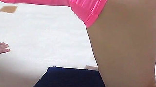 Girls Only Apartment in Japan Big Tits Girl's Sexy Mini Dress and Micro Thong Panty Wedgie Tease Exercise
