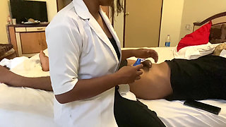The boy got aroused by seeing the sexy doctor and the two had sex