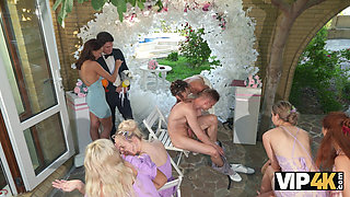 VIP4K. Hot bride is having a rough sex with a master of ceremonies, guests are shocked