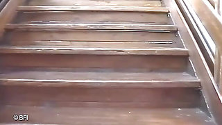 Lesbian pissing in the bathroom, then fingering on the bed -vintage video (2 scenes in 1)