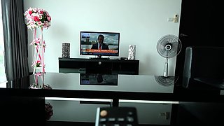 Big ass Thai GF cooking and kitchen fuck