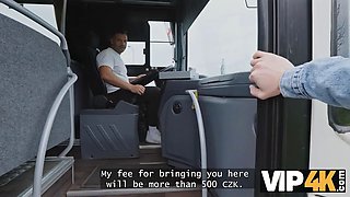Vip4k. pretty big boobed chick is fucking in the bus