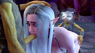 Goblin and night elf in a wild rear end threesome featuring Wraith931