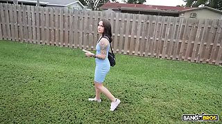 Bangbros - small dark haired bunny fae hops in the bang bus and gets spunked all over her Pretty Face