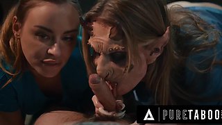 Horror porn with kink nurse Anna Claire and demon Ashely Lane with 3 boobs