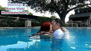 Nurse Vicki and Handsome Harry Are Having Fun Kissing in the Pool!