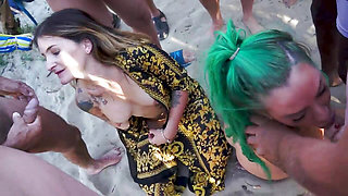 Cap D Agde Face Fucking Bukkake in the Dunes