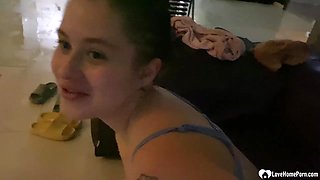 Teen babe swallows a dick like a pro