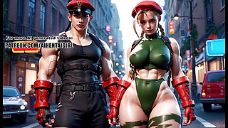 Street Fighter Cammy White cosplay Passionate Shirt Tear, Handjob, and Ecstatic Gym Ride Uncensored Hentai AI generated