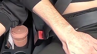 Cute Teen Feels Happy Inside the Car with Perv Stepdad! Finger Fucked Her While Driving Her to College