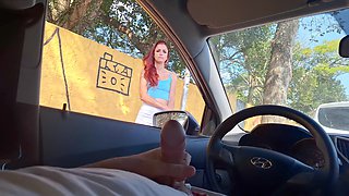 Risky Masturbation for Hot Redhead Who Was at the Bus Stop