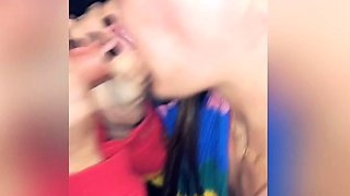 Small titted brunette teen fingering on the bed