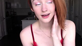 VERY HOT REDHEAD LEYLA IN A BEAUTIFUL LINGERIE MASTURBATES