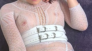 Brunette handjob amateur sensually jerks off her boyfriend