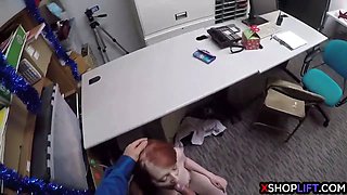 Shoplifting redhead teen got hard fucked for stealing