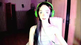 Cute curly brunette solo webcam masturbation