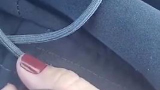 Me. I take my girlfriends for a walk and in the car she fucked her on the road