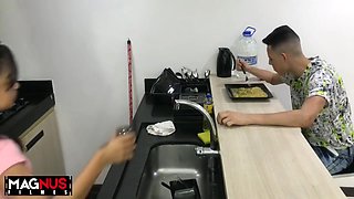 Cleaning Lady Sucked My Dick In The Kitchen