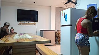 Stepdaughter Wants to Have Sex in the Kitchen but Sex Ends in the Bedroom