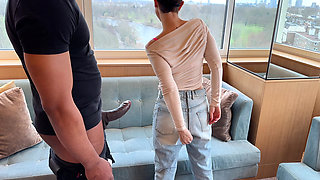 Lucy's London Adventure: BBC Kiss, Deep Throat Blowjob, and Standing Sofa Sex with Easy Access Jeans